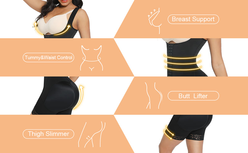 U-shaped Front Neck and Adjustable Straps Tummy Control